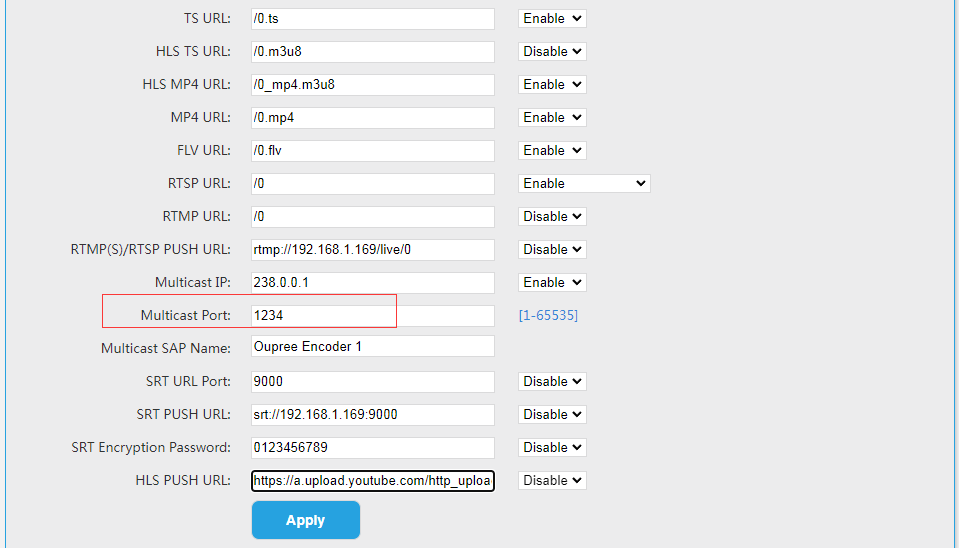 Oupree Encoder supports SAP UDP